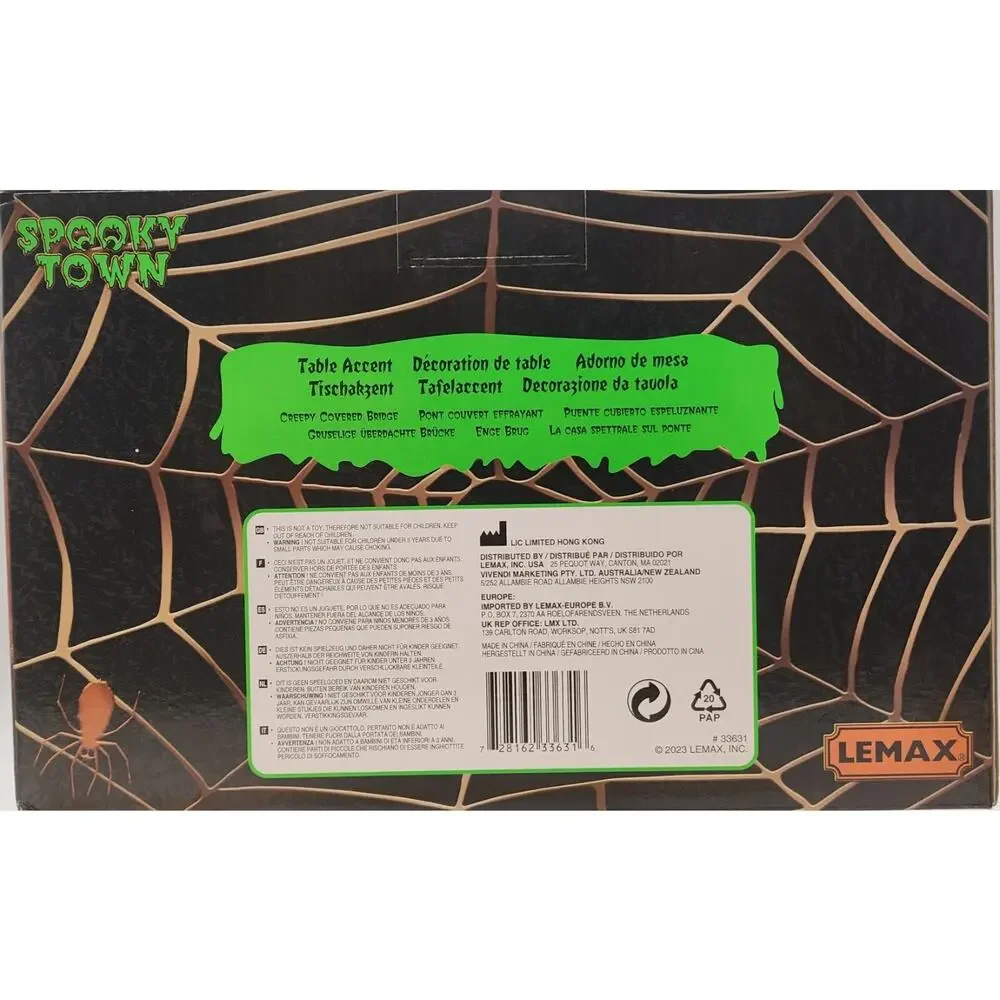 Lemax 2023 Creepy Covered Bridge Spooky Town #33631 Buzzard Crows Snakes Skulls